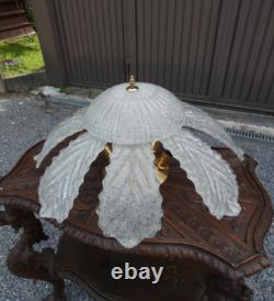 Vintage murano Glass leaf Chandelier Lamp 1970