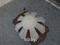 Vintage murano Glass leaf Chandelier Lamp 1970