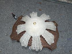 Vintage murano Glass leaf Chandelier Lamp 1970