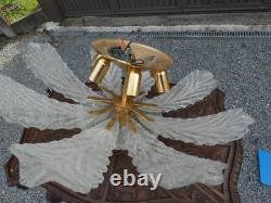 Vintage murano Glass leaf Chandelier Lamp 1970