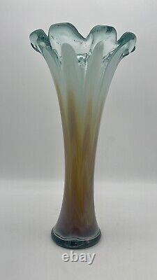 Vintage murano Style art glass vase Flower Top Ribbed Vase Vintage Vase