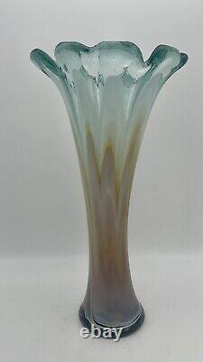 Vintage murano Style art glass vase Flower Top Ribbed Vase Vintage Vase