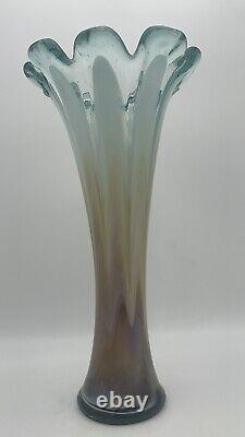 Vintage murano Style art glass vase Flower Top Ribbed Vase Vintage Vase