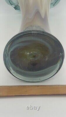 Vintage murano Style art glass vase Flower Top Ribbed Vase Vintage Vase