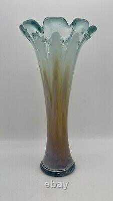 Vintage murano Style art glass vase Flower Top Ribbed Vase Vintage Vase