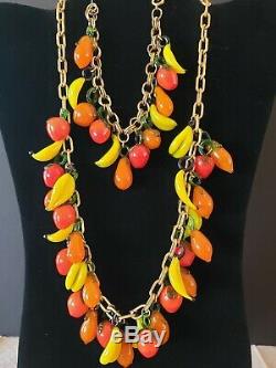 Vintage murano Venetian glass fruit necklace and bracelet! FREE SHIPPING