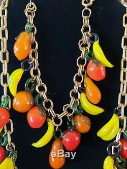 Vintage murano Venetian glass fruit necklace and bracelet! FREE SHIPPING