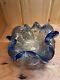 Vintage murano glass bowl Clear, Light Blue With Gold Flecks