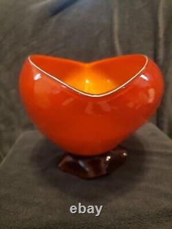 Vintage murano glass bowl orange