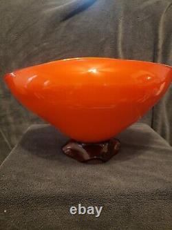 Vintage murano glass bowl orange