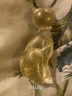 Vintage murano glass cat figurine Gold