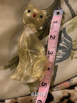 Vintage murano glass cat figurine Gold
