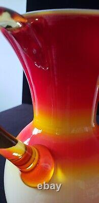 Vintage murano glass vases, sunset, red yellow and orange, from Italy. 9.5in