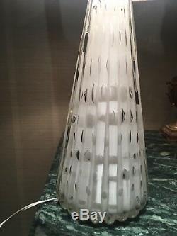 Vintage retro Murano White glass lamp with controlled bubbles 1960s, 39 Cm Tall