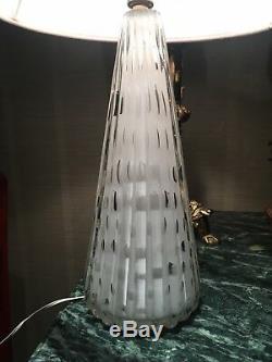 Vintage retro Murano White glass lamp with controlled bubbles 1960s, 39 Cm Tall