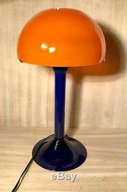 Vintage1980sHand Blown Murano GlassBlue/OrangeCupola LampCarlo Moretti