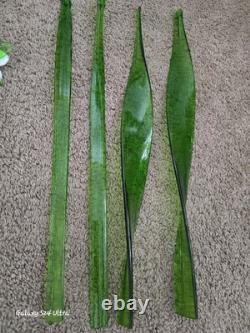 Vtg 11 Murano Style Hand Blown Glass Long Stem Flowers / Stems & Butterfly
