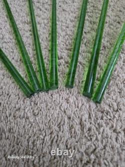 Vtg 11 Murano Style Hand Blown Glass Long Stem Flowers / Stems & Butterfly