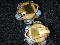Vtg 1940/50's 55in Murano Venetian Glass Lampwork Bead Necklace w Earrings Set