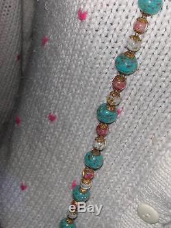 Vtg 1940/50's 55in Murano Venetian Glass Lampwork Bead Necklace w Earrings Set