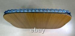 Vtg 1950s Murano Mirrored Glass Vanity Tray with Cobalt Twisted Glass Edge