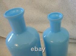 Vtg 2 Carlo Moretti Murano Blue Italian Art Glass Decanter Bottles/VasesLabeled