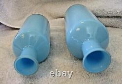 Vtg 2 Carlo Moretti Murano Blue Italian Art Glass Decanter Bottles/VasesLabeled