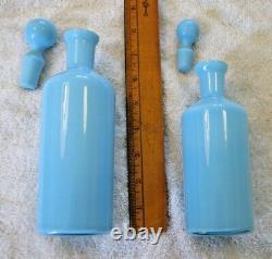 Vtg 2 Carlo Moretti Murano Blue Italian Art Glass Decanter Bottles/VasesLabeled