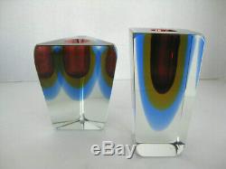 Vtg. 2 Murano Sommerso MCM art glass Seguso Art Glass Candle Holders mint RARE