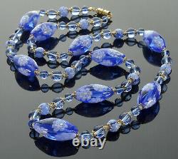 Vtg 50's Venetian Murano Glass Bead Necklace Matching Cains Periwinkle Blue