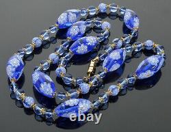 Vtg 50's Venetian Murano Glass Bead Necklace Matching Cains Periwinkle Blue
