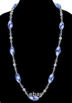 Vtg 50's Venetian Murano Glass Bead Necklace Matching Cains Periwinkle Blue