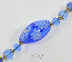 Vtg 50's Venetian Murano Glass Bead Necklace Matching Cains Periwinkle Blue