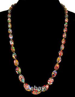 Vtg 50's Venetian Murano Moretti Millefiori Glass Bead Necklace 27