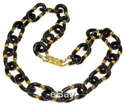Vtg Archimede Seguso For Chanel Murano Venetian Black Glass Necklace