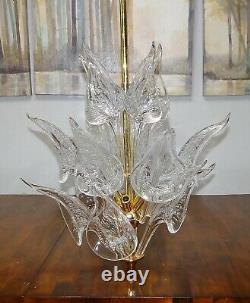 Vtg CAMER Murano Italy Art Glass CALLA LILY Chandelier 3-Tier Controlled Bubbles