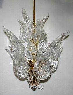 Vtg CAMER Murano Italy Art Glass CALLA LILY Chandelier 3-Tier Controlled Bubbles