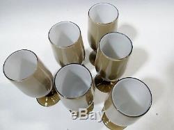 Vtg CARLO MORETTI Murano MIDCENTURY Smoke BRONZE Brown 6 Juice Glasses