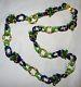 Vtg Chanel Archimede Seguso Murano Art Glass Green & Blue Link Chain Necklace