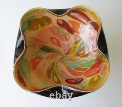 Vtg Dino Martens Murano Tutti Frutti Black Cased Art Glass Bowl Argento 9W MCM