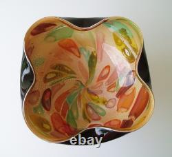 Vtg Dino Martens Murano Tutti Frutti Black Cased Art Glass Bowl Argento 9W MCM