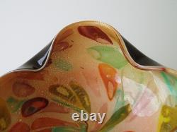 Vtg Dino Martens Murano Tutti Frutti Black Cased Art Glass Bowl Argento 9W MCM