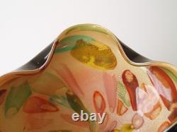 Vtg Dino Martens Murano Tutti Frutti Black Cased Art Glass Bowl Argento 9W MCM