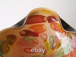 Vtg Dino Martens Murano Tutti Frutti Black Cased Art Glass Bowl Argento 9W MCM