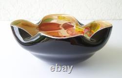 Vtg Dino Martens Murano Tutti Frutti Black Cased Art Glass Bowl Argento 9W MCM