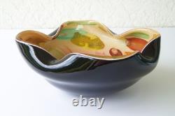 Vtg Dino Martens Murano Tutti Frutti Black Cased Art Glass Bowl Argento 9W MCM