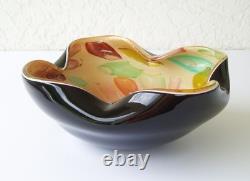Vtg Dino Martens Murano Tutti Frutti Black Cased Art Glass Bowl Argento 9W MCM