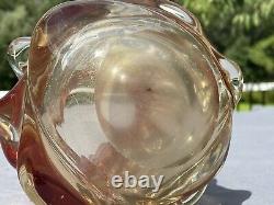 Vtg Hand Blown Murano Thick Twisted Swirl Glass Vase