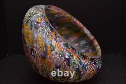 Vtg Italian Venetian Murano Millefiori Mushroom Lamp Glass Shade Only (repaired)