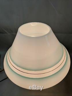 Vtg Large 15 Mid Century Modern Murano Green Stripe Mushroom Glass Table Lamp